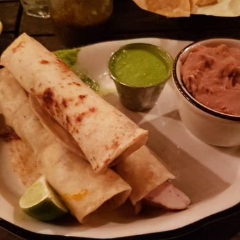 Superica - Tacos Al Carbon (pork, chicken, and steak), with refried beans - Tex-Mex Near Me - Houston, Texas