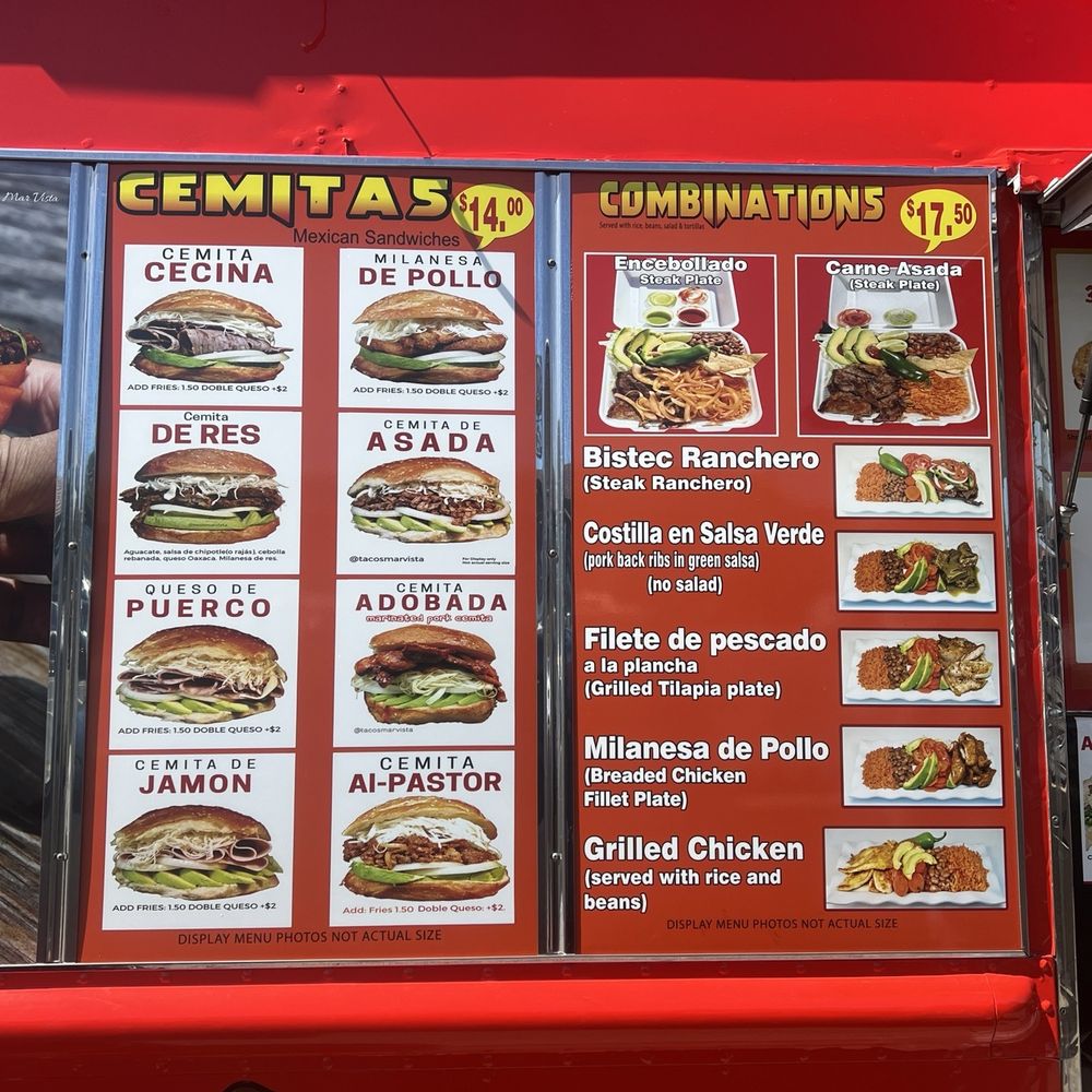 Tacos Mar Vista - Menu as of 04/08/2024 - Food Trucks Near Me - Los Angeles, California Tacos Mar Vista - Menu as of 04/08/2024 - Food Trucks Near Me - Los Angeles, California