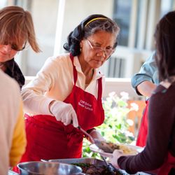 Cliff Drive Care Center - Volunteer Lou serves at our Senior Lunch.