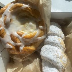 Kandi's Cakes & Bake Shop - Cheese danish and strawberry creme horn.