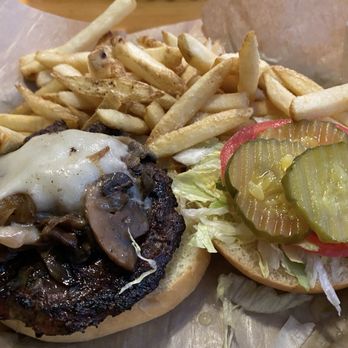 Black Mtn Burger - Swiss Mushroom Burger - Burgers Near Me - Lincoln, New Hampshire Black Mtn Burger - Swiss Mushroom Burger - Burgers Near Me - Lincoln, New Hampshire