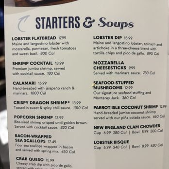 Red Lobster - Menu of the starters and soups - Seafood Near Me - Conyers, Georgia