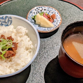 Ranzan - Steamed rice with simmered wagyu Arima style and miso soup with turnips, scallions - Japanese Near Me - Redwood City, California Ranzan - Steamed rice with simmered wagyu Arima style and miso soup with turnips, scallions - Japanese Near Me - Redwood City, California