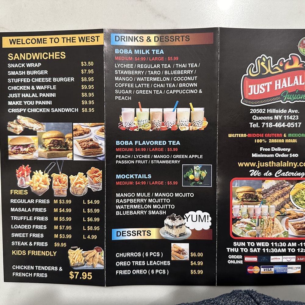 Just Halal - January 2024 Menu - Mexican Near Me - Hollis, New York