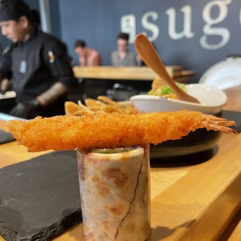 Sugo Hand Roll Bar - Miso shot + fried shrimp - Sushi Bars Near Me - Seattle, Washington Sugo Hand Roll Bar - Miso shot + fried shrimp - Sushi Bars Near Me - Seattle, Washington