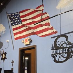 Some of the artwork on the South wall (entrance).
