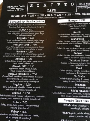Menu photo 8 Scripts Cafe Lockport, NY