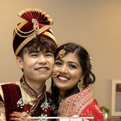 Makeup & Hair by Fatima Khan - Post wedding ceremony tikka . I was just sitting for the ceremony but my tikka is not on the right spot . Was worse after dancing
