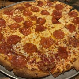 Medium cheese and pepperoni pizza, thin crust