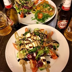 Da Lucia - Pecorino salad €7 (foreground) and tuna steak and salad €19 (background) at Da Lucia