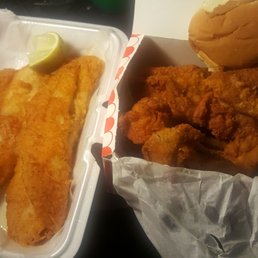 Fried Catfish & Fried chicken w/Potato wedges Fried Catfish & Fried chicken w/Potato wedges