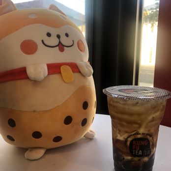 Kung Fu Tea - cocoa cream Wow with boba  and a stuffed animal lol - Bubble Tea Near Me - Riverside, California