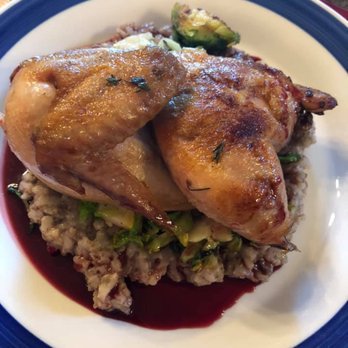 Society Cuisine - Cornish hen, risotto, and brussels sprouts. - Caterers Near Me - Paso Robles, California Society Cuisine - Cornish hen, risotto, and brussels sprouts. - Caterers Near Me - Paso Robles, California