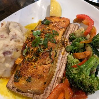 The Shanty Restaurant - Salmon plank with honey-garlic sauce - Seafood Near Me - Wadsworth, Illinois The Shanty Restaurant - Salmon plank with honey-garlic sauce - Seafood Near Me - Wadsworth, Illinois