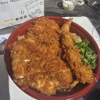 Tanuki Curry House - Chicken katsudon with side of shrimp - Japanese Curry Near Me - Long Beach, California Tanuki Curry House - Chicken katsudon with side of shrimp - Japanese Curry Near Me - Long Beach, California