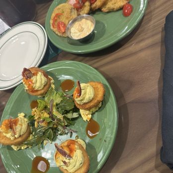 Fixins - Fried deviled eggs and fried green tomatoes - Soul Food Near Me - Detroit, Michigan