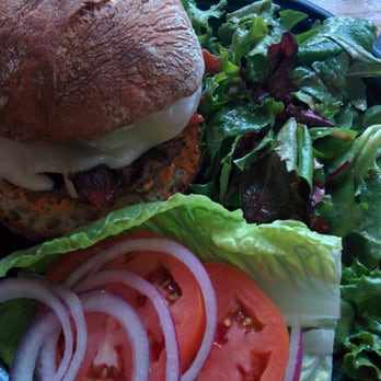 Latona Pub - Latona Burger with provolone, bacon and a salad with a balsamic vinaigrette. - Pubs Near Me - Seattle, Washington Latona Pub - Latona Burger with provolone, bacon and a salad with a balsamic vinaigrette. - Pubs Near Me - Seattle, Washington