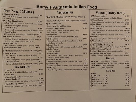 Menu photo 1 Bomy's Authentic Indian Cuisine Warsaw, IN