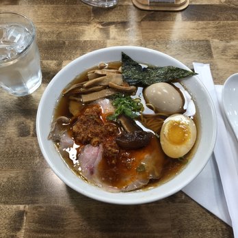 Ramen Matsu - Shoyu (Soy Sauce) Ramen,   I opted to add Red Spicy Sauce, extra Ajitama (Egg) x 1, extra Bamboo Shoots - Ramen Near Me - Closter, New Jersey