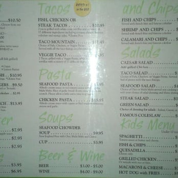 Maui Fish House - The menu. Sorry, not the best pic. - Seafood Near Me - Phoenix, Arizona
