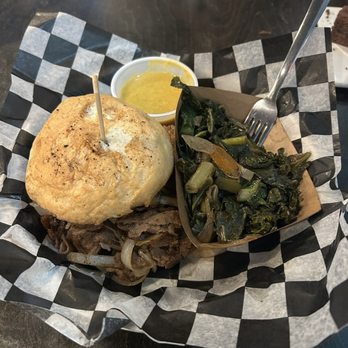 Panacea Brewing - Grandpas Cheesesteak with a gluten green bun, Greens, and Plant Based Queso - Kombucha Near Me - Wilmington, North Carolina Panacea Brewing - Grandpas Cheesesteak with a gluten green bun, Greens, and Plant Based Queso - Kombucha Near Me - Wilmington, North Carolina