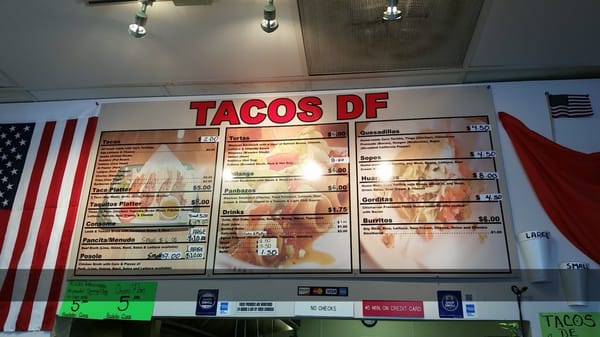 Menu photo 5 Tacos DF Denver, CO