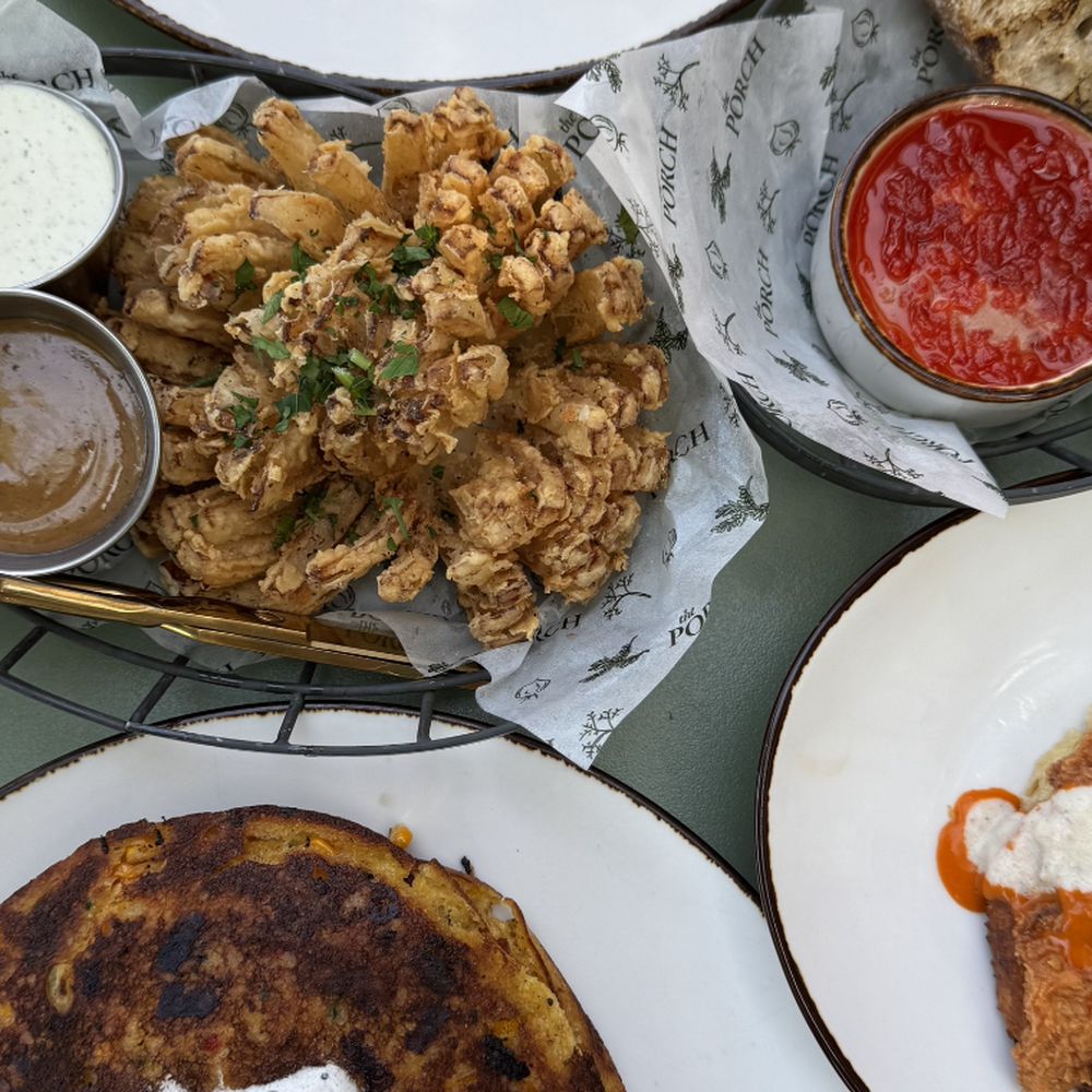 The Porch - Johnny Cakes, Fried Onion, Chicken Liver Mousse - Southern Near Me - Dallas, Texas The Porch - Johnny Cakes, Fried Onion, Chicken Liver Mousse - Southern Near Me - Dallas, Texas