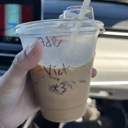 Small Vietnamese iced coffee with an add shot.