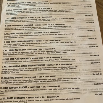 Kills Boro - Beer Menu - Breweries Near Me - Staten Island, New York