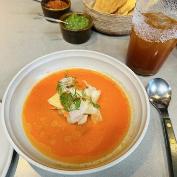 Damian - Carrot aguachile with blue shrimp - Mexican Near Me - Los Angeles, California