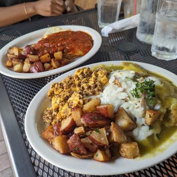 Tiztal Cafe - Chilaquiles with Chorizo and Eggs  Egg Rancheros - Breakfast & Brunch Near Me - Chicago, Illinois