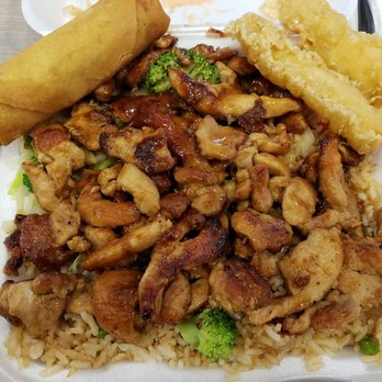 Sarku Japan - Chicken Teriyaki, fried Rice, with Vegetable, spring roll and Shrimp Tempura - Japanese Near Me - Fort Hood, Texas