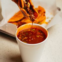 La Imperial Taqueria - Quesabirra Tacos with Consome