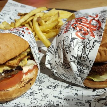 Better Burger - Double cheeseburger on the left and Mushroom burger on the right.. see that crispy looking thing in the burger? Yeah, that's burnt cheese. - Burgers Near Me - Auckland, AUK Better Burger - Double cheeseburger on the left and Mushroom burger on the right.. see that crispy looking thing in the burger? Yeah, that's burnt cheese. - Burgers Near Me - Auckland, AUK