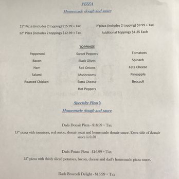 Dads Place - Pizzas and specialty pizzas - Pizza Near Me - Parrsboro, Nova Scotia