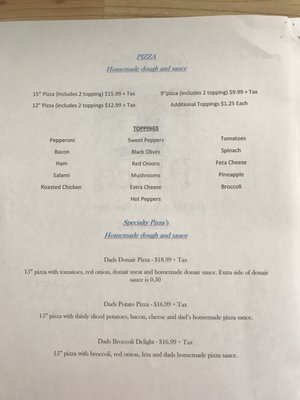 Menu photo 4 Dads Place Parrsboro, NS