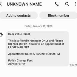 Text with confirmation of the appointment I do not have - DO BETTER!!!!!!