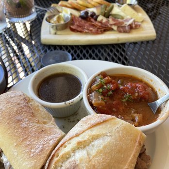 Le Bistro - Charcuterie board and French Dip Sandwich with Ratatouille soup ! Yummy - French Near Me - Roswell, Georgia Le Bistro - Charcuterie board and French Dip Sandwich with Ratatouille soup ! Yummy - French Near Me - Roswell, Georgia