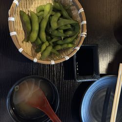 Miso soup, edamame