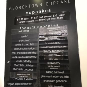 Georgetown Cupcake - Wall Menu that rotates daily. - Cupcakes Near Me - Washington, DC, District of Columbia Georgetown Cupcake - Wall Menu that rotates daily. - Cupcakes Near Me - Washington, DC, District of Columbia