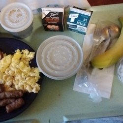 Canterbury Place - Typical breakfast, the eggs are NOT real, sausage is turkey sausage and good luck getting two pieces of toast.