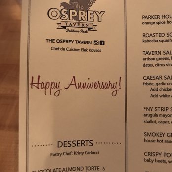 The Osprey - Nice menu touch - Seafood Near Me - Orlando, Florida The Osprey - Nice menu touch - Seafood Near Me - Orlando, Florida
