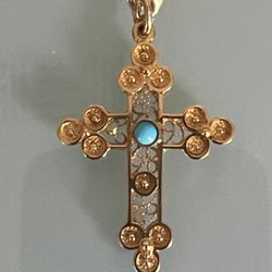 Stepani Jewelry - 18k gold cross with turquoise