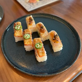 Minami Toronto - Salmon oshi (3pcs, $9.5) and Albacore oshi (3pcs, $9.5) - Japanese Near Me - Toronto, Ontario Minami Toronto - Salmon oshi (3pcs, $9.5) and Albacore oshi (3pcs, $9.5) - Japanese Near Me - Toronto, Ontario