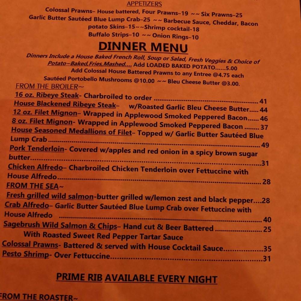 Sagebrush Grill - Menu - Seafood Near Me - Richfield, Utah Sagebrush Grill - Menu - Seafood Near Me - Richfield, Utah