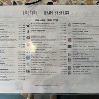 Erosion Tap House - Menu Feb 2024 - Wineries Near Me - St. Helena, California Erosion Tap House - Menu Feb 2024 - Wineries Near Me - St. Helena, California