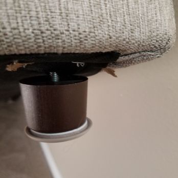 Living Spaces - Broken, stripped love seat leg. Delivery guys knew it was broken. Left it for me to find. - Furniture Stores Near Me - Redondo Beach, California