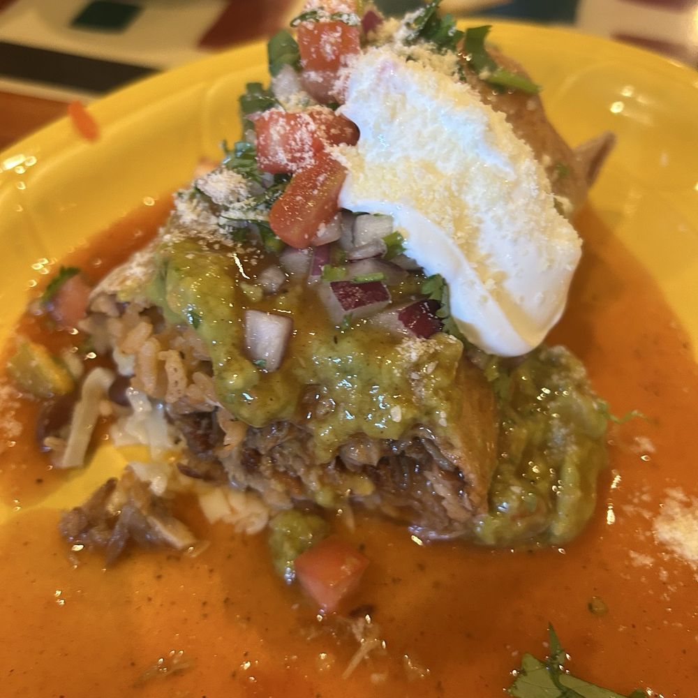 Mi Pueblo el Centro - Wet chicken burrito cut in half - Mexican Near Me - Petaluma, California