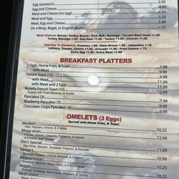 Breakfast menu