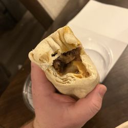 Bland, no flavor, meat and cheese burro